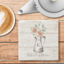 Eucalipto de algodón de monograma rústico en una j