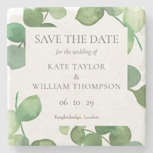 Posavasos De Piedra Eucalyptus Greenery Save the Date