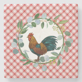 Posavasos De Piedra Eucalyptus Wreath & Rooster Farmhouse