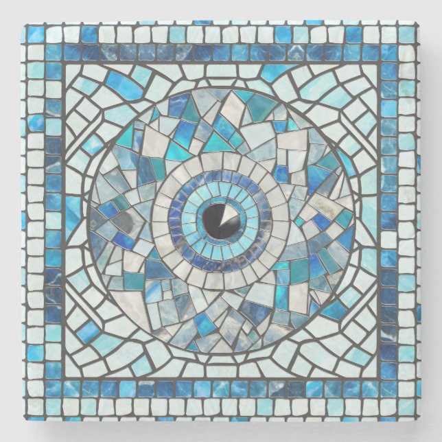 Posavasos De Piedra Evil Eye Amulet Mosaic Art (Anverso)