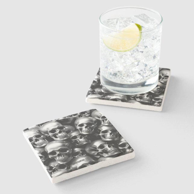 Posavasos De Piedra EXISTENCIAL LITE Silver Skulls Watch (Lateral)