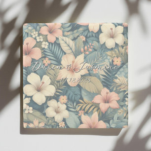 Posavasos De Piedra Exótico Floral Elegante Palm Tropical Boda