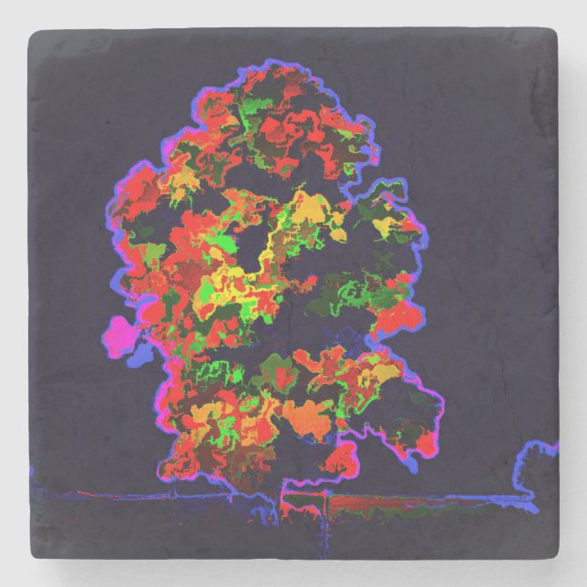 Posavasos De Piedra Explosión de árbol neón (Anverso)
