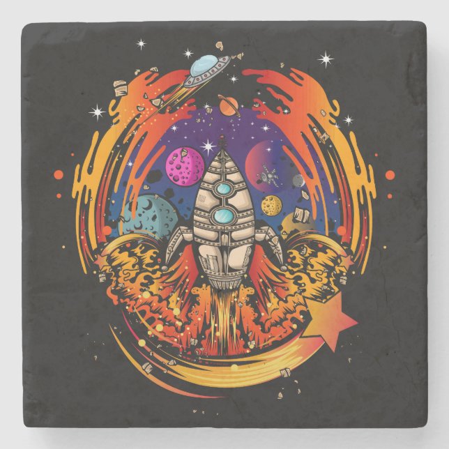 Posavasos De Piedra Explosión en el espacio (Anverso)