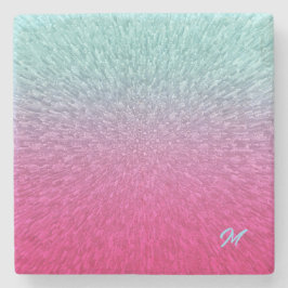 Posavasos De Piedra Extrusión rosa azul gradiente abstracto