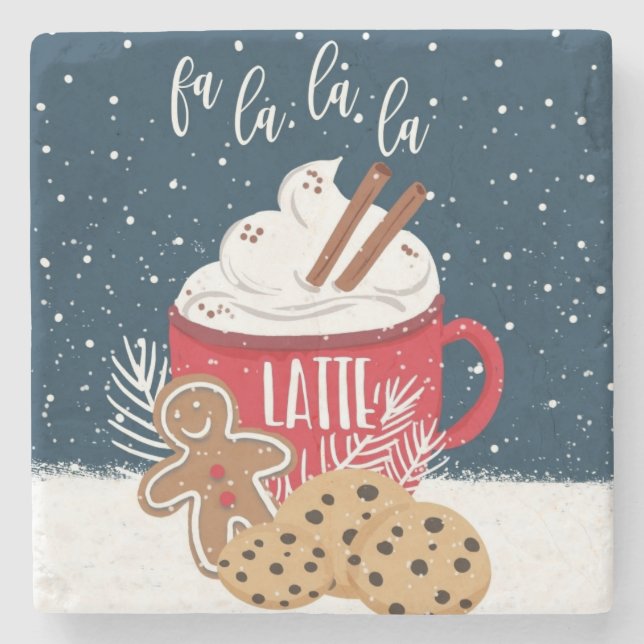 Posavasos De Piedra fa la la la latte navidades café (Anverso)