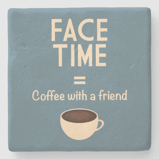 Posavasos De Piedra FaceTime = café con un amigo (Anverso)