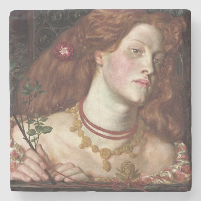 Posavasos De Piedra Fair Rosamund (Mujer Elegante y Hermosa Redhead) (Anverso)