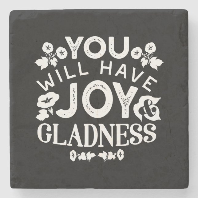 Posavasos De Piedra Faith and Happiness – Joy and Gladness Quotes (Anverso)