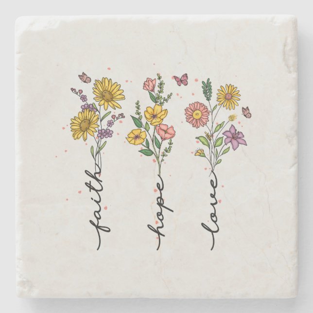 Posavasos De Piedra Faith-Hope-Love (Anverso)