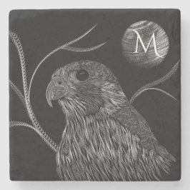 Posavasos De Piedra Falcon Full Moon Monograma Negro