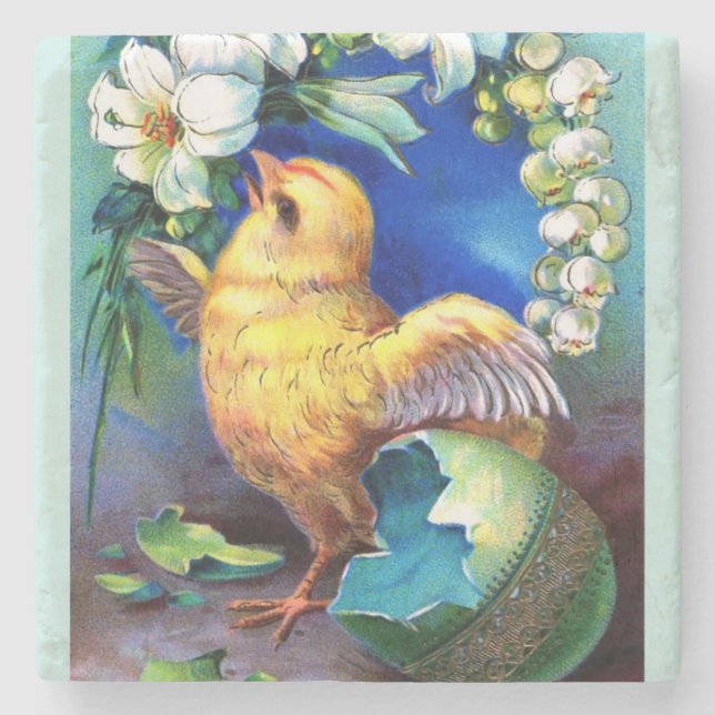 Posavasos De Piedra Falln A Happy Easter Chick (Anverso)