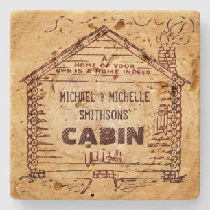 Posavasos De Piedra Falsa madera personalizada cabaña de madera