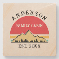 Familia Cabina Rústica Árboles Retro Nombre Famili