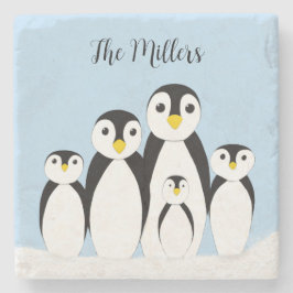 Posavasos De Piedra Familia Cute Penguin