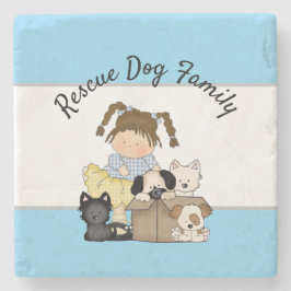 Posavasos De Piedra Familia de perros de rescate