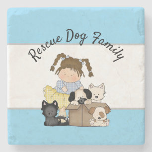 Posavasos De Piedra Familia de perros de rescate