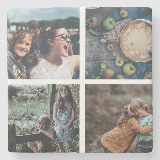 Posavasos De Piedra Familia personalizado 4 - Keepsake Collage de foto (Anverso)