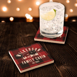 Posavasos De Piedra Familia Rústica Cabina Casa Lago Rojo