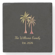 Familia Tropical Palm Trees Beach Black