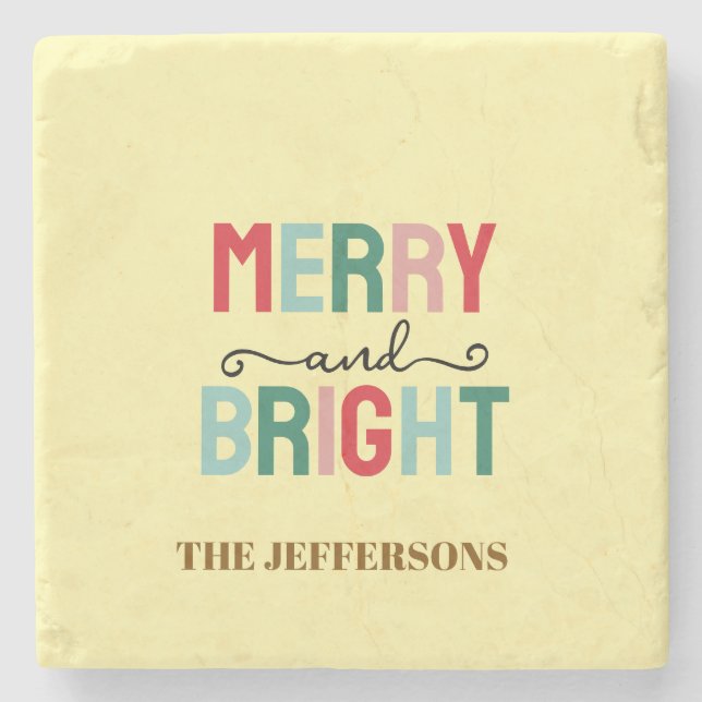 Posavasos De Piedra Family Happy New Year Merry Christmas (Anverso)