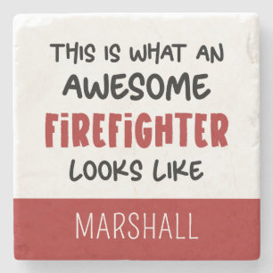 Posavasos De Piedra Famoso bombero ingenioso personalizado