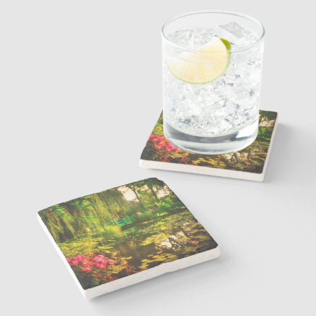Posavasos De Piedra Famoso Claude Monet Giverny Pond con Lilis (Lateral)