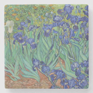 Posavasos De Piedra Famoso cuadro de lirios azules al óleo de Van Gogh