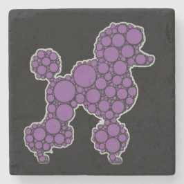 Posavasos De Piedra Fancy Purple Polka Dot Poodle