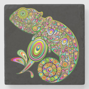 Posavasos De Piedra Fantasía psicodélica de Chameleon