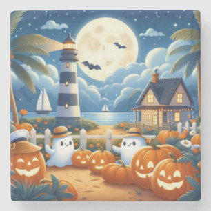 Posavasos De Piedra Fantasma/calabazas de Halloween de corte nautico/c