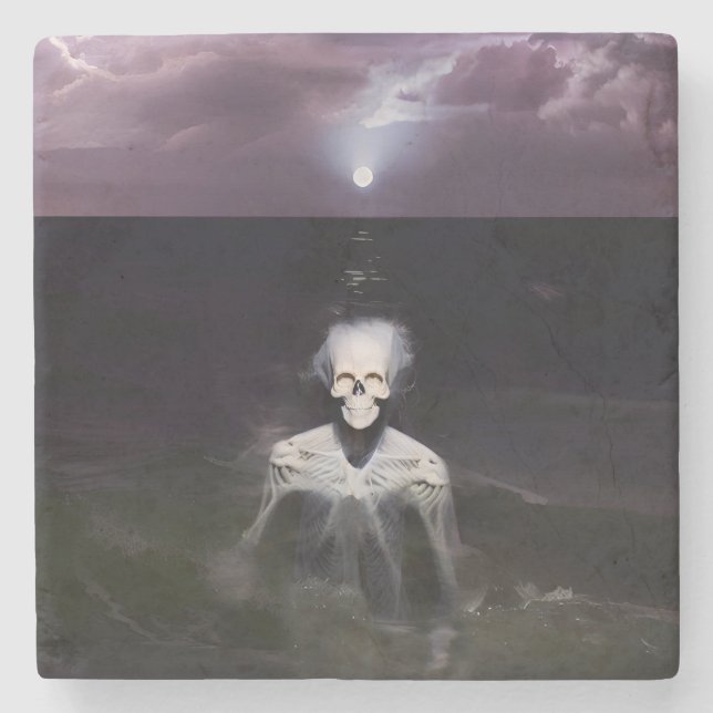 Posavasos De Piedra Fantasma en el mar - Pintura de petróleo (Anverso)