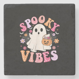 Posavasos De Piedra Fantasma Fantasma Retro Groovy Halloween
