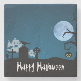 Posavasos De Piedra Fantasmas de Halloween en el cementerio