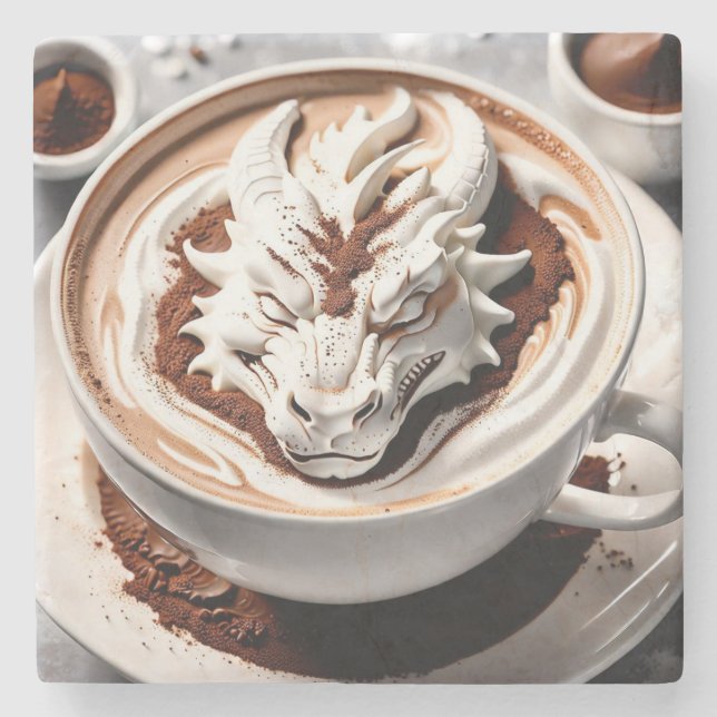 Posavasos De Piedra Fantasy Dragon Modern Abstract Animal Art (Anverso)