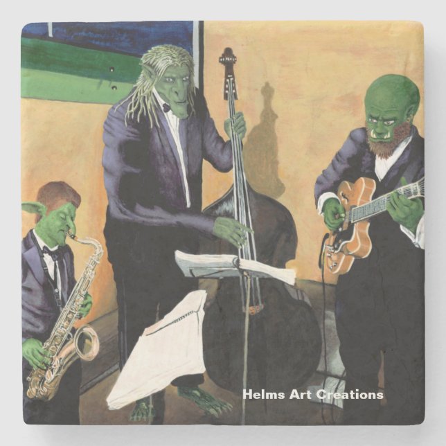 Posavasos De Piedra Fantasy Jazz Blues músicos Art Stone Coaster (Anverso)