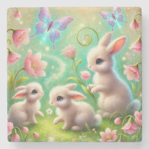 Posavasos De Piedra Fantasy Spring Bunny Garden