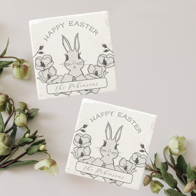 Posavasos De Piedra Farmhouse Easter Bunny Magnolia Flower (Subido por el creador)