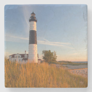 Posavasos De Piedra Faro de Big Sable Point en el lago Michigan 3
