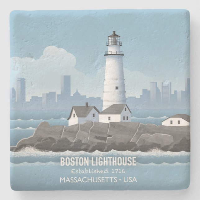Posavasos De Piedra Faro de Boston (Anverso)