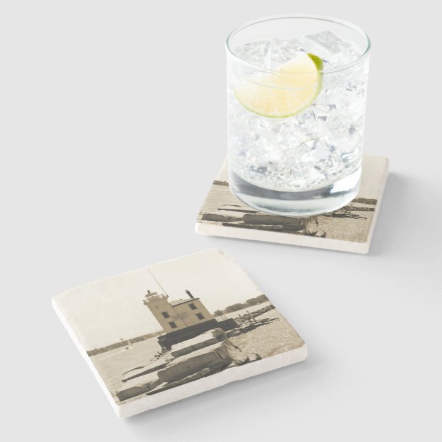 Posavasos De Piedra Faro del Lago Erie (Lateral)