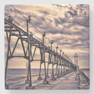 Posavasos De Piedra Faro y muelle de Grand Haven, Grand Haven