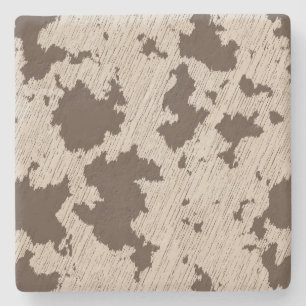 Posavasos De Piedra Faux Cow Print Brown and Cream
