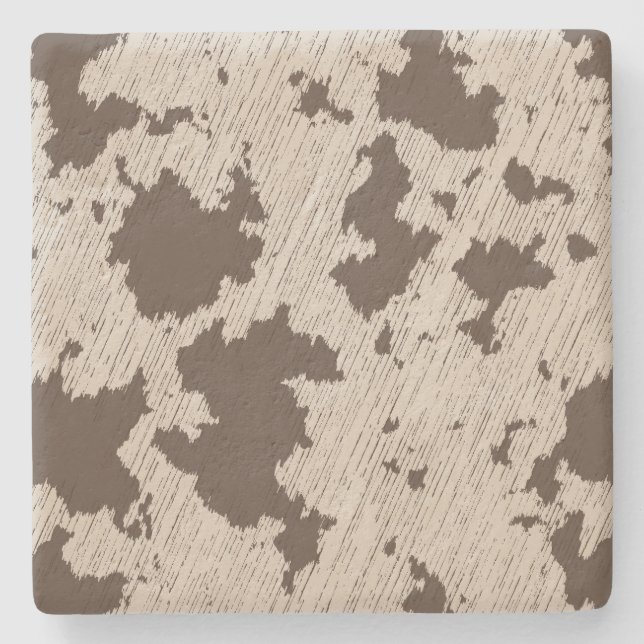Posavasos De Piedra Faux Cow Print Brown and Cream (Anverso)