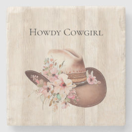 Posavasos De Piedra Faux Rusam Cream Wood Rosa Rosa Cowgirl