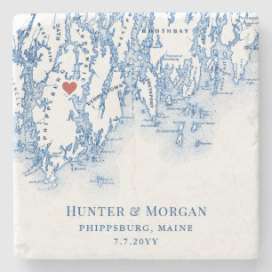 Posavasos De Piedra Favor de boda del Inn 1774 Phippsburg Maine Mapa