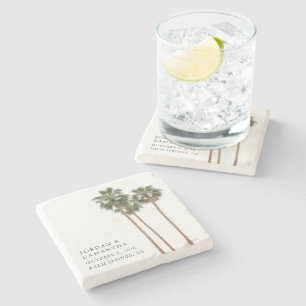 Posavasos De Piedra Favor de boda en el desierto personalizado palmera