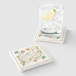 Posavasos De Piedra Fe Esperanza Amor floral