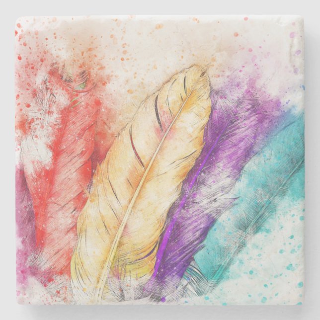 Posavasos De Piedra Feathers (Anverso)