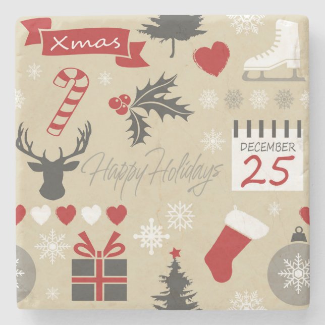 Posavasos De Piedra Felices Fiestas (Anverso)